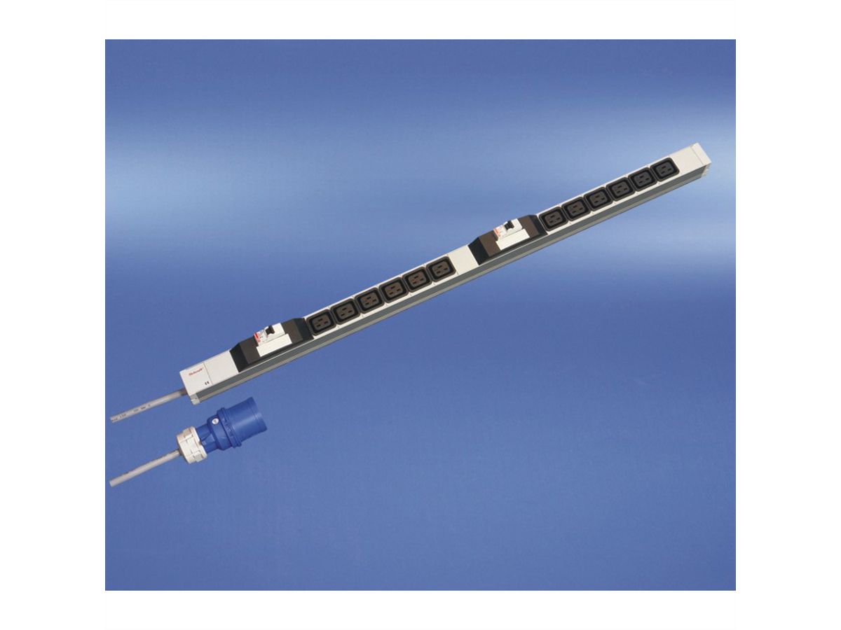 SCHROFF contactdoosstrip, IEC C19, 32 A, IEC 60309 Stekker, 12x IEC C19, Zekering 2x16 A