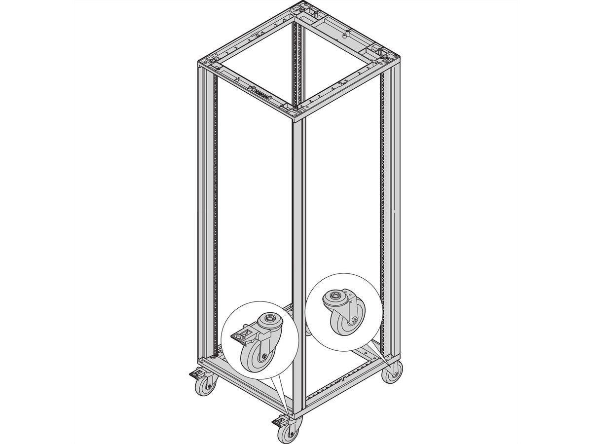 SCHROFF Novastar wiel 300 kg, geleidend, ESD-weerstand < 10 kOhm volgens EN 12528