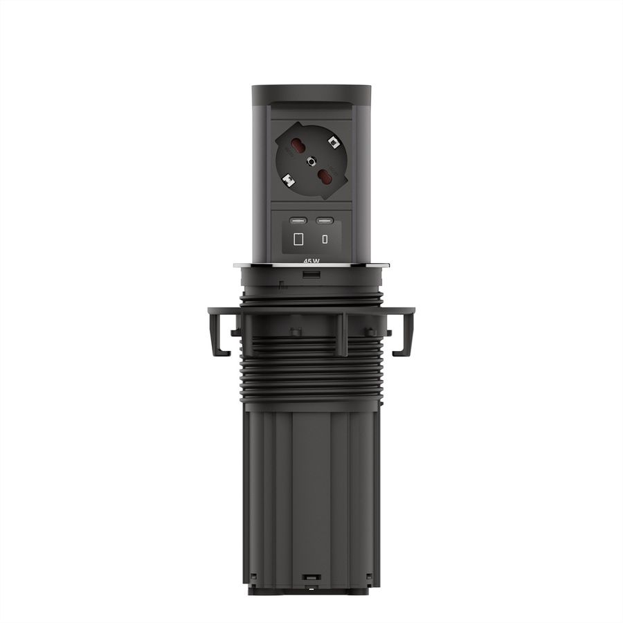 BACHMANN ELEVATOR2 1xP40, 1xUSB C/C 45W stainless steel look 2.0 m AEH