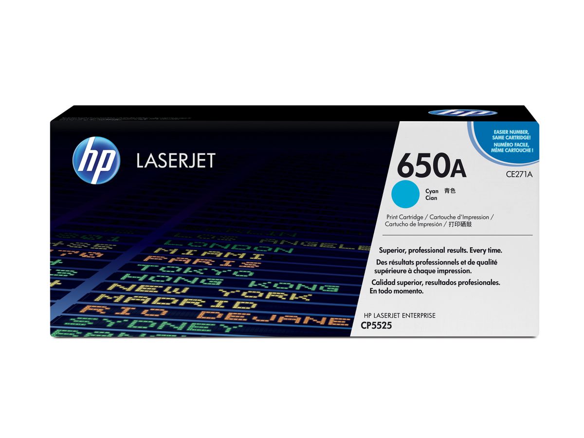 HP 650A originele cyaan LaserJet tonercartridge