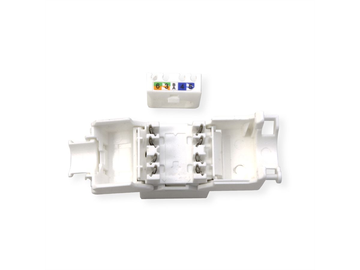 ROLINE Keystone Jack, Cat.6A (Class EA), RJ-45, UTP, tool-free, SLIM and SHORT, white