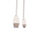 VALUE USB 2.0 Kabel , Typ A 5 Pin Mini , wit, 0,8 m