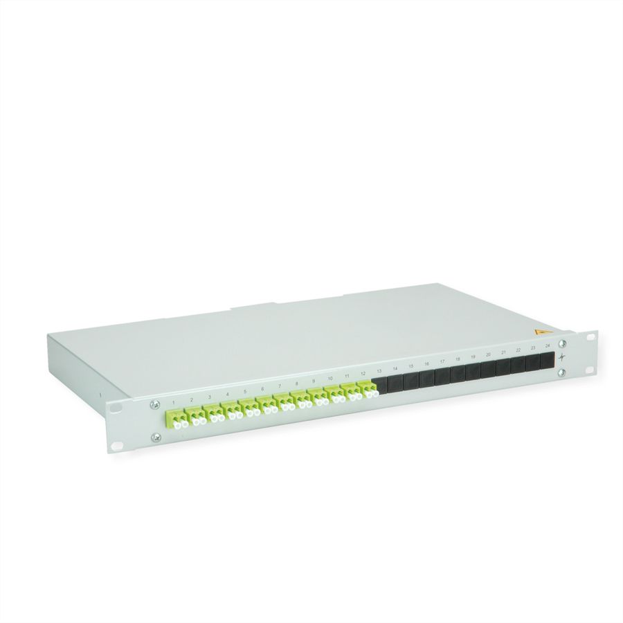 TELEGÄRTNER BASIS eco LWL-Panel mit Kupplungen, 12x LC Duplex, lindgrün, OM5