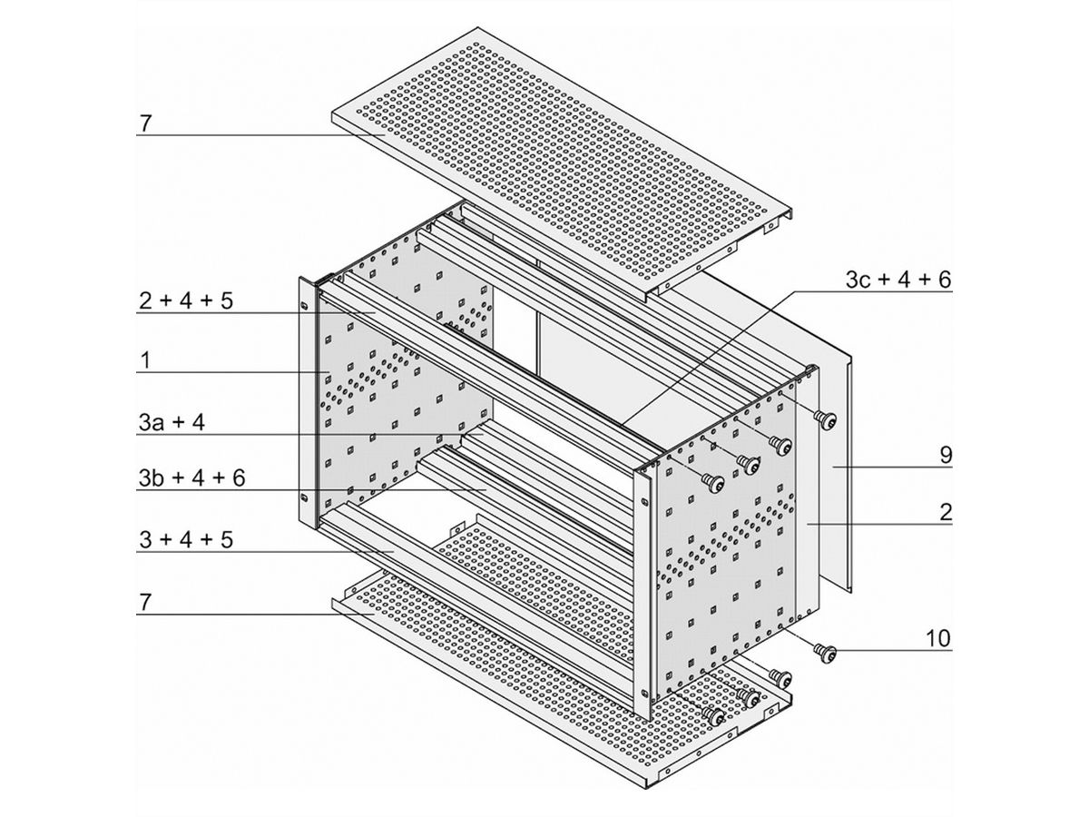 SCHROFF EuropacPRO 19" moduledrager voor backplane, zwaar, afgeschermd, 6 HE, 235 mm