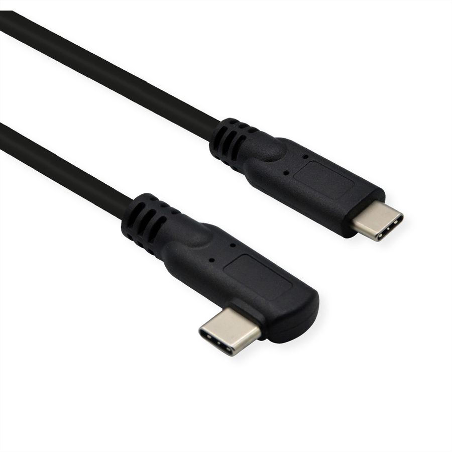 ROLINE USB 3.2 Gen 2x2 Kabel, C-C, M/M, 4K UHD-1, 20Gbit/s, Emark, 100W, haaks, zwart, 1 m