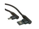 ROLINE USB 2.0 Kabel, A reversibel male  - Micro B (90° hoekig) male, zwart, 0,8 m