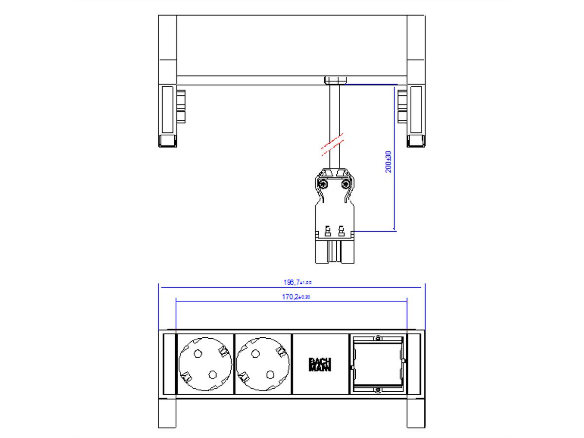 BACHMANN DESK2 2x earthing contact 1x ABD GST18 Inox