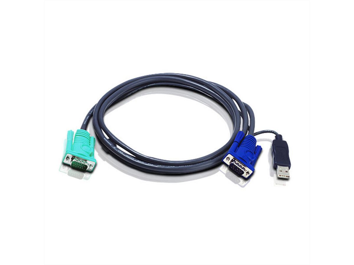 ATEN 2L-5201U KVM kabel VGA USB, zwart, 1,2 m