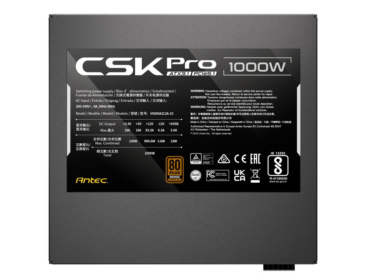 ANTEC CSK1000 PRO ATX3.1 Power Supply Unit 1000W