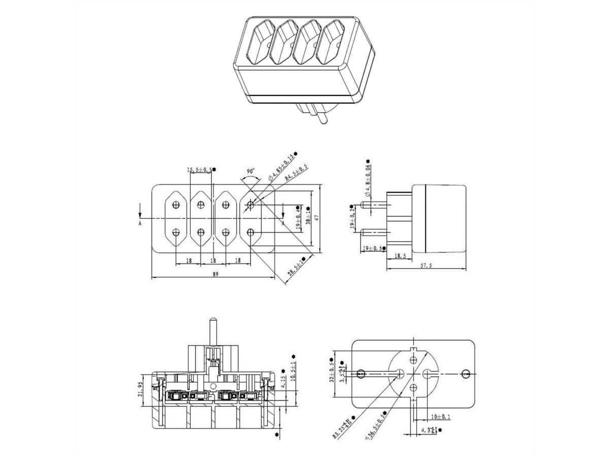 BACHMANN Multistecker 4xEuro , wit 4x2,5A/230V