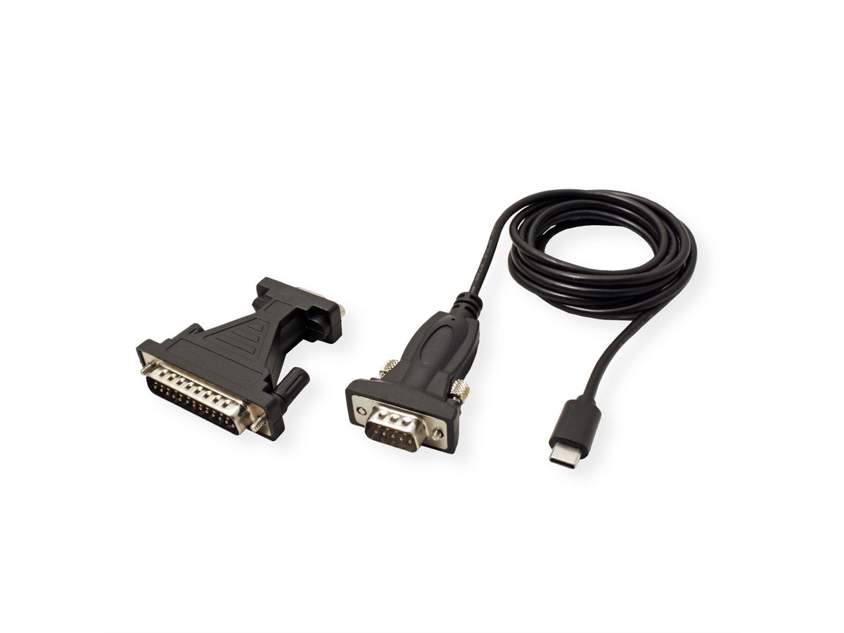 VALUE Converter Cable USB Type C to Serial, black, 1.8 m