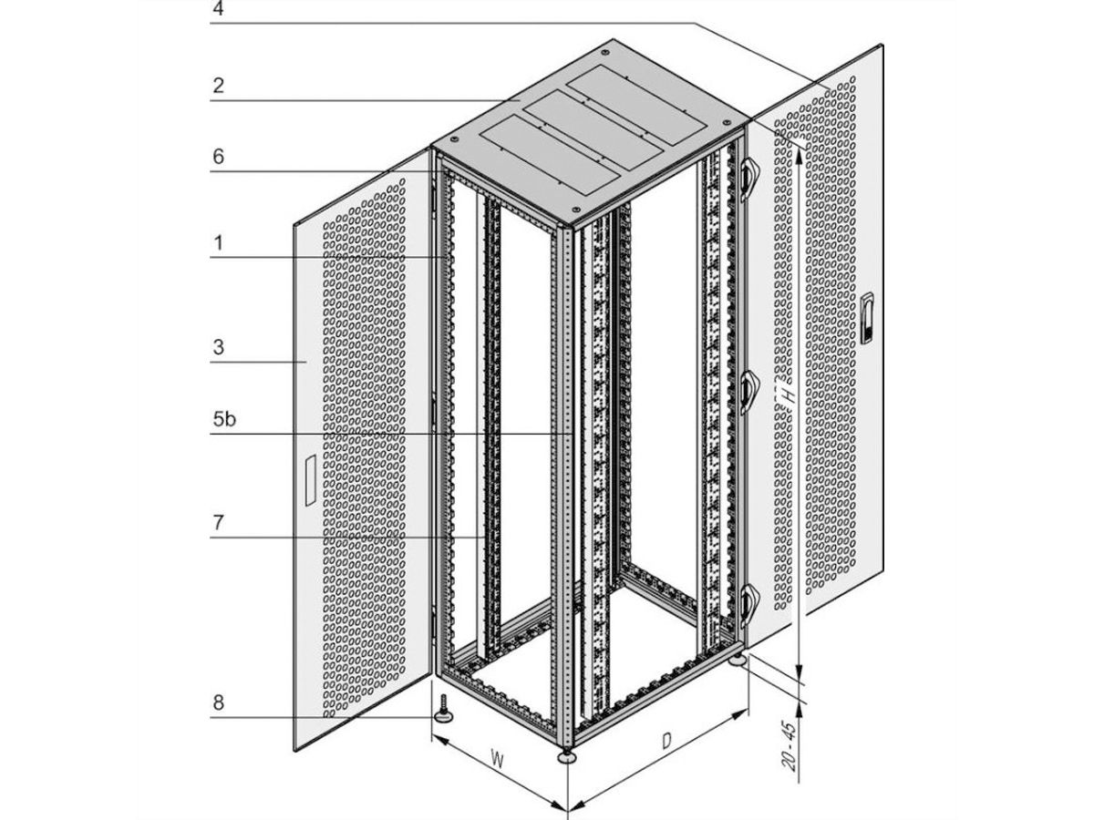 SCHROFF VARISTAR Rack 42 HE, 2000x800x1000mm, zonder sokkel, RAL7035