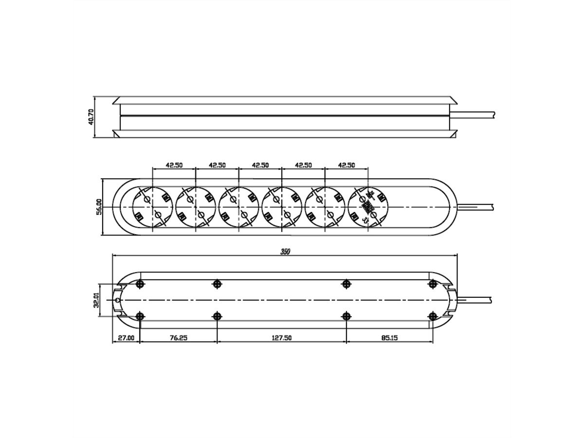 SMART Stekkerdoos 6x randaarde, zonder kabel, wit