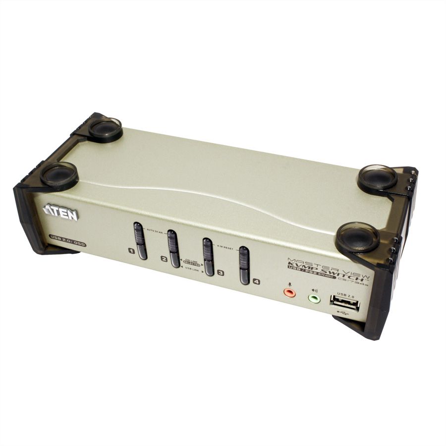 ATEN CS1734B KVM Switch VGA, PS/2-USB, Audio, USB Hub, 4-Poorts