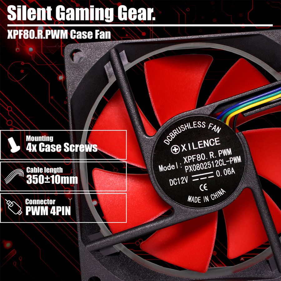 Xilence XPF80.R.PWM 80mm PWM Case Fan, 4PIN