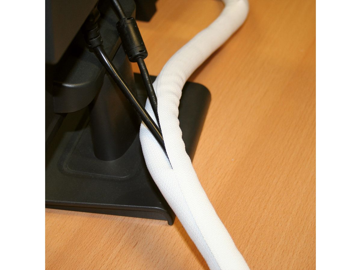 VALUE stoffen slang SNAP voor kabelbundeling, wit, 25 m
