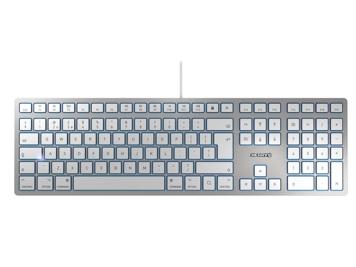 CHERRY KC 6000 SLIM FOR MAC Corded Keyboard, Silver/White, USB (QWERTY - UK)
