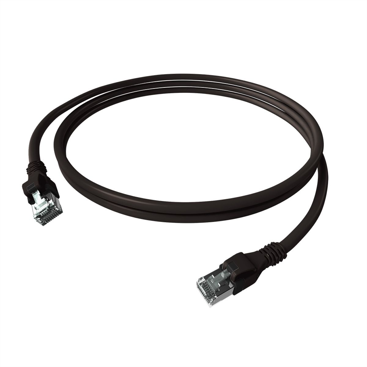 EasyLan DualBoot® PushPull Patch Cable Cat.6A (Class EA), S/FTP, RJ45 / RJ45, black, 3 m