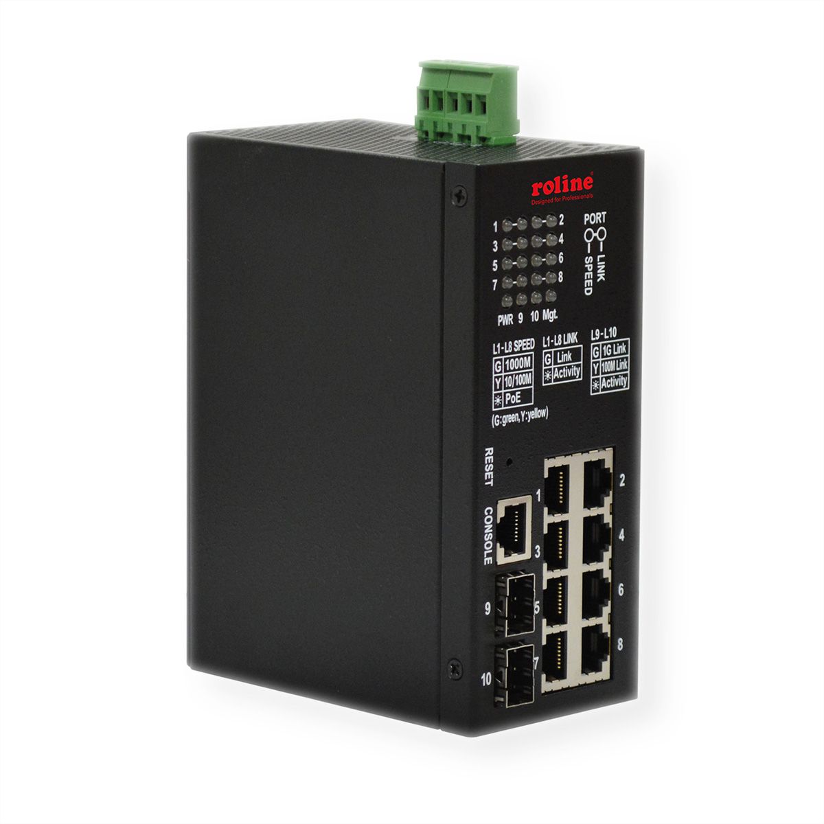 ROLINE Gigabit Switch 10-Port, (8x RJ45+2x SFP) Layer2 PoE+ Smart Managed