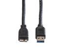 ROLINE USB 3.2 Gen 1 kabel, type A M - Micro A M, zwart, 2 m