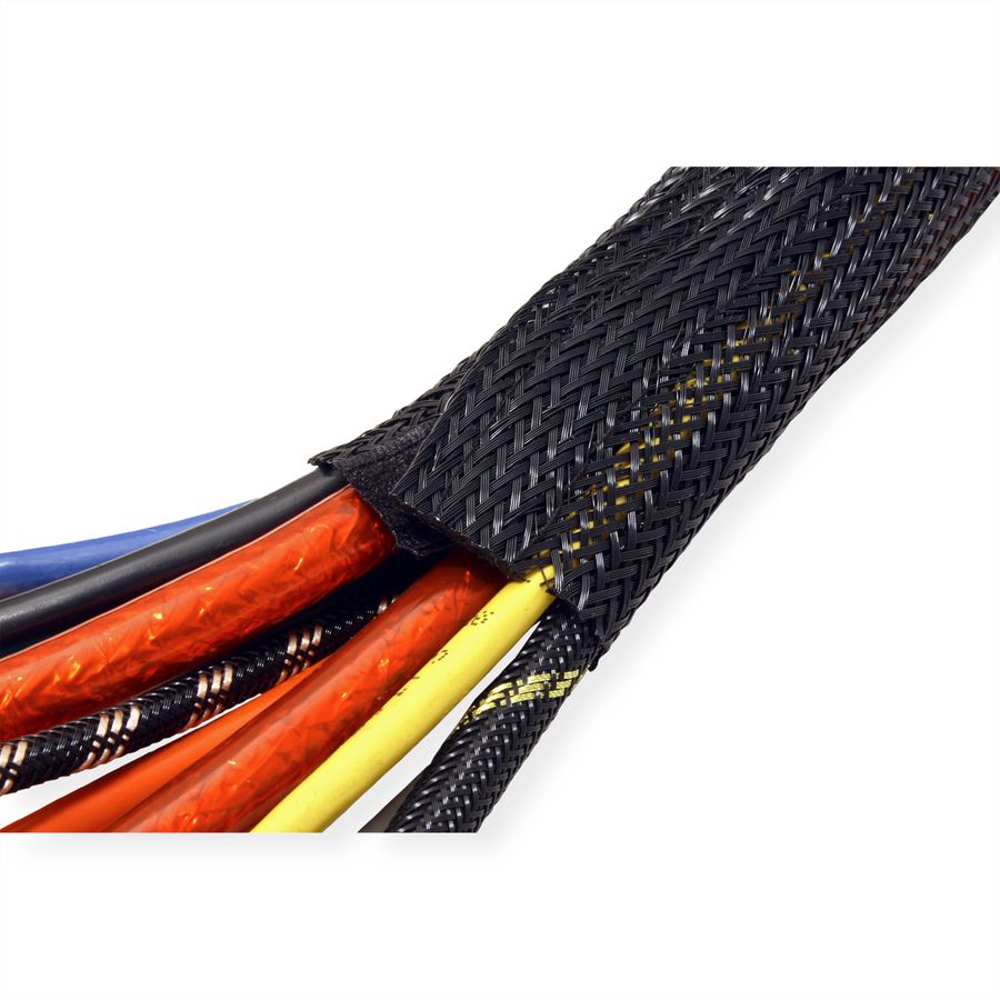 ROLINE PVC-weefselslang voor kabelgeleiding, met klittenband, zwart, 2,5 m