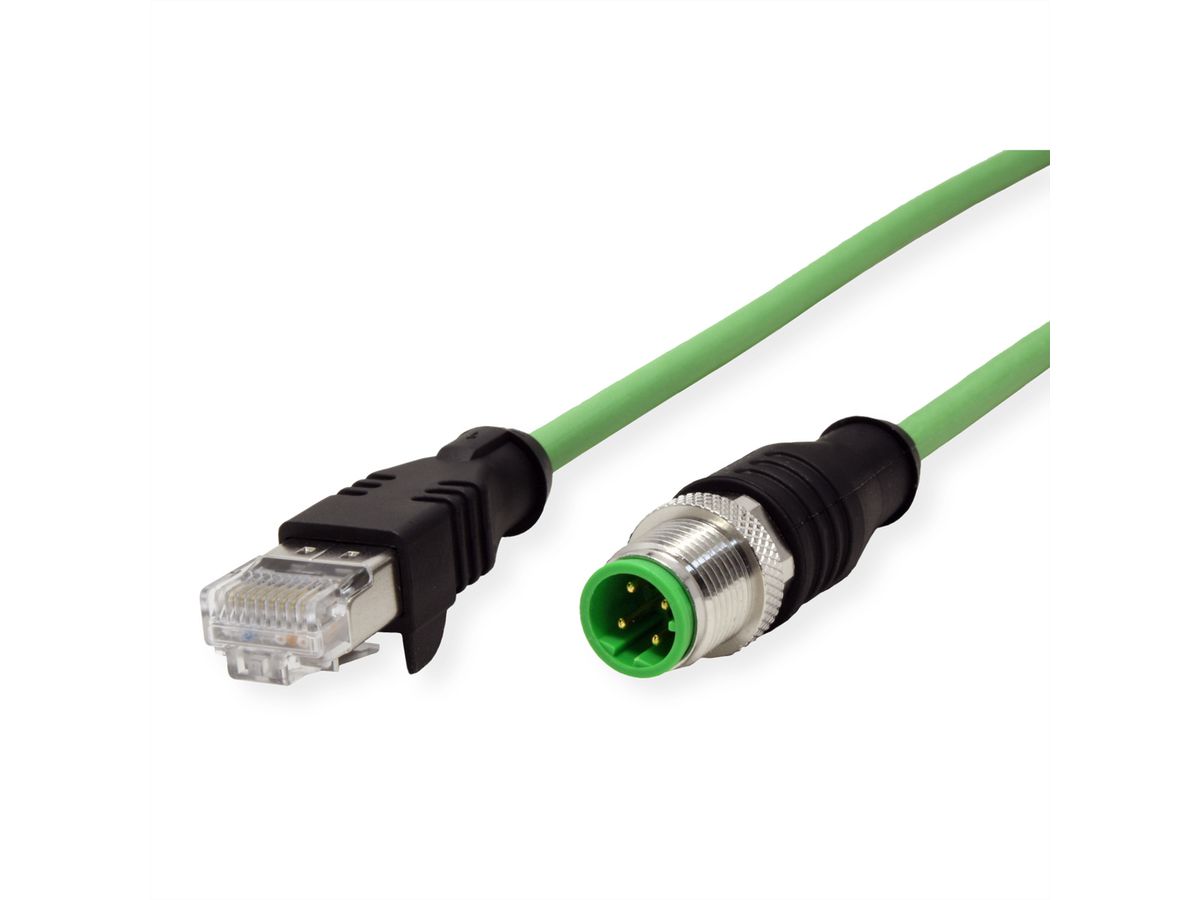 METZ CONNECT Aansluitkabel M12 Male-RJ45 Male, 4-polig D-gecodeerd , recht, sleepketting, torsie , 2 m