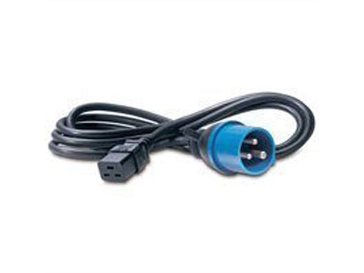 BACHMANN kabel male IEC60309 blauw - female C19, 3m 16A, zwart, 3 m