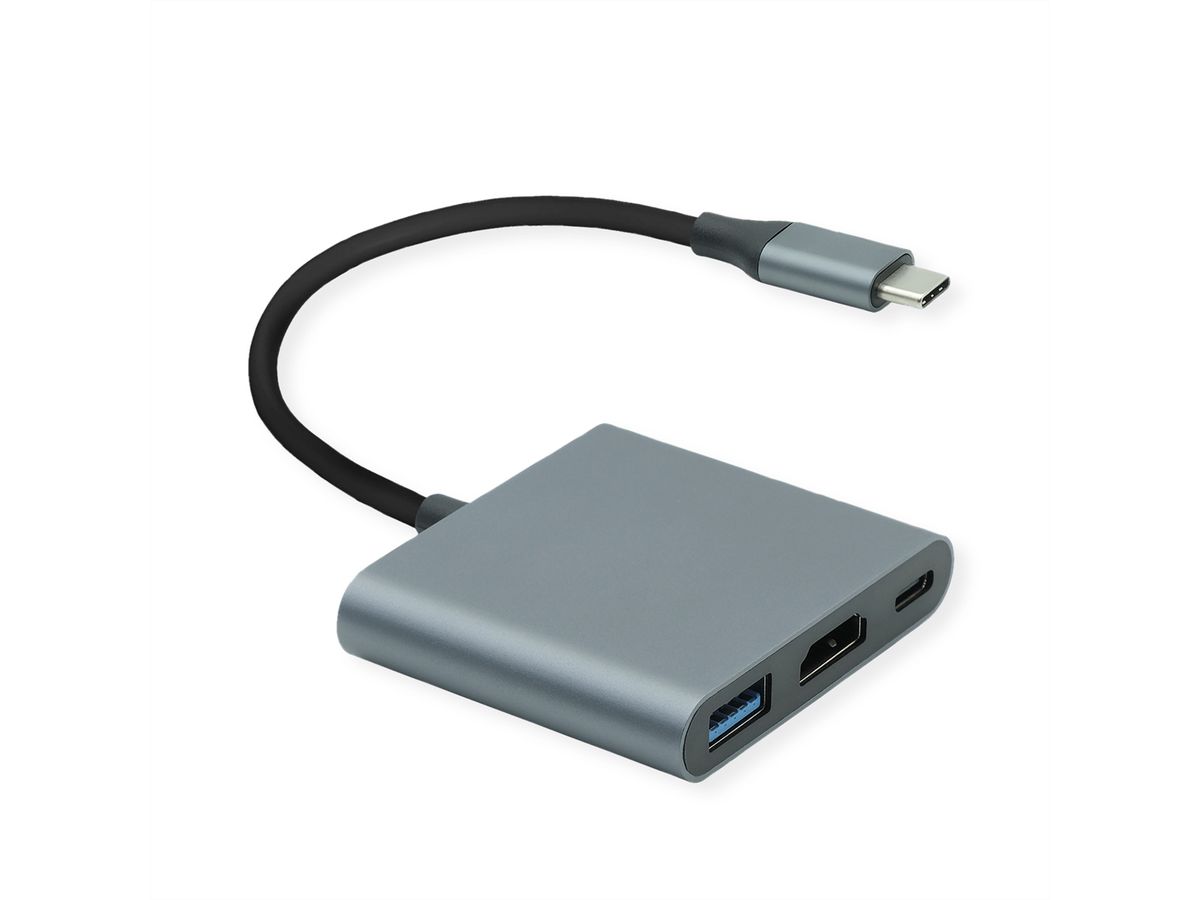 ROLINE Type C - HDMI Adapter, M/F, 1x USB 3.2 Gen 1 A, 1x Type C (Power Delivery)