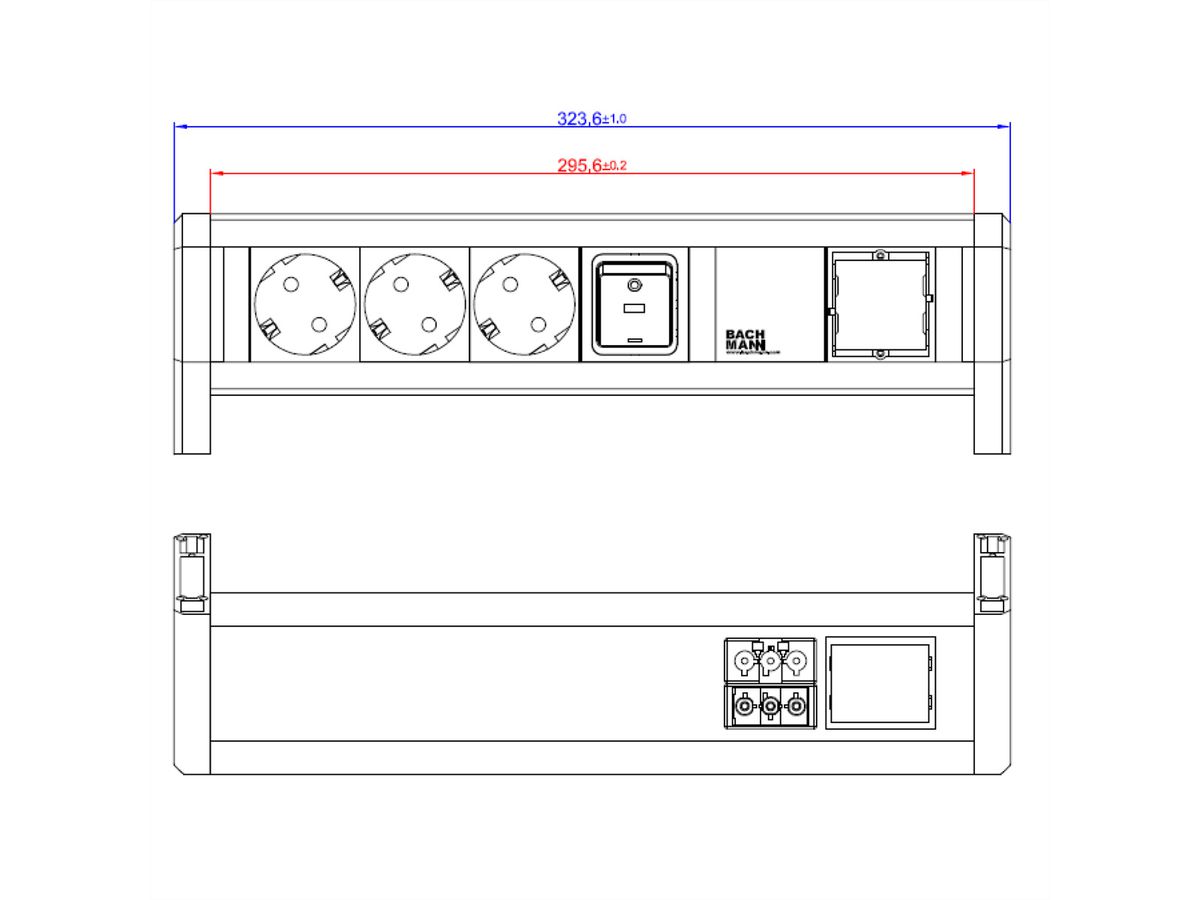 BACHMANN DESK 1x switch 3x earthing contact 1x ABD GST18