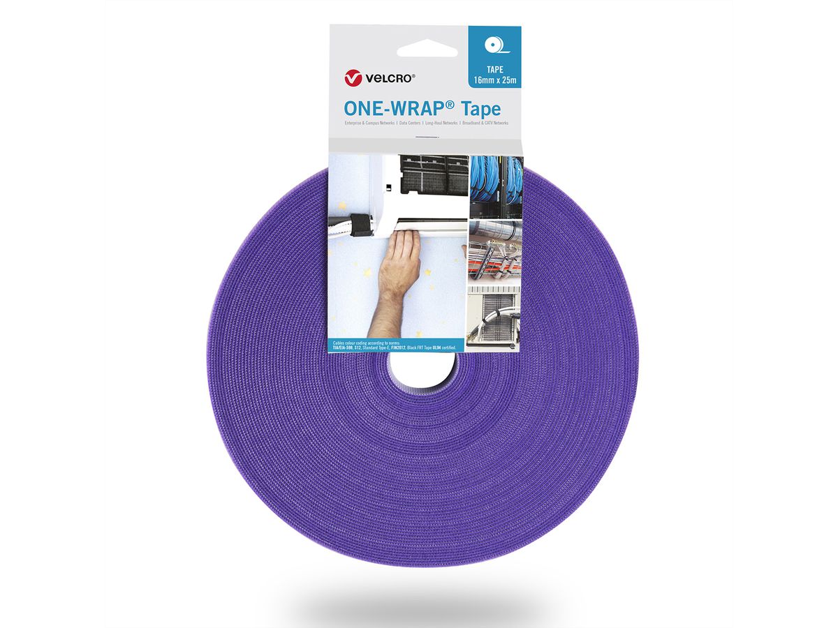VELCRO® One Wrap® Tape 13 mm breed, violet, 25 m