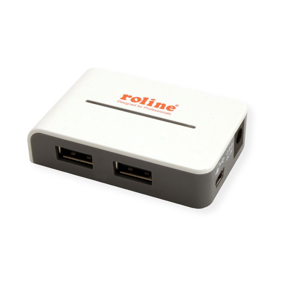 ROLINE USB 2.0 Hub, "Black and White", 4 poorts, met voeding