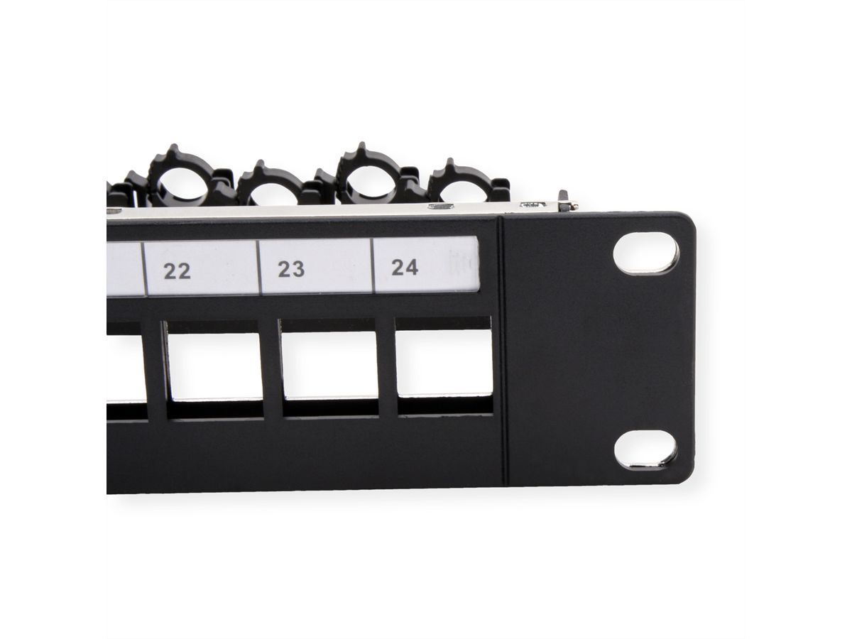ROLINE Keystone 19'' Module Frame, empty, 24 ports, shielded, clip fixing, black