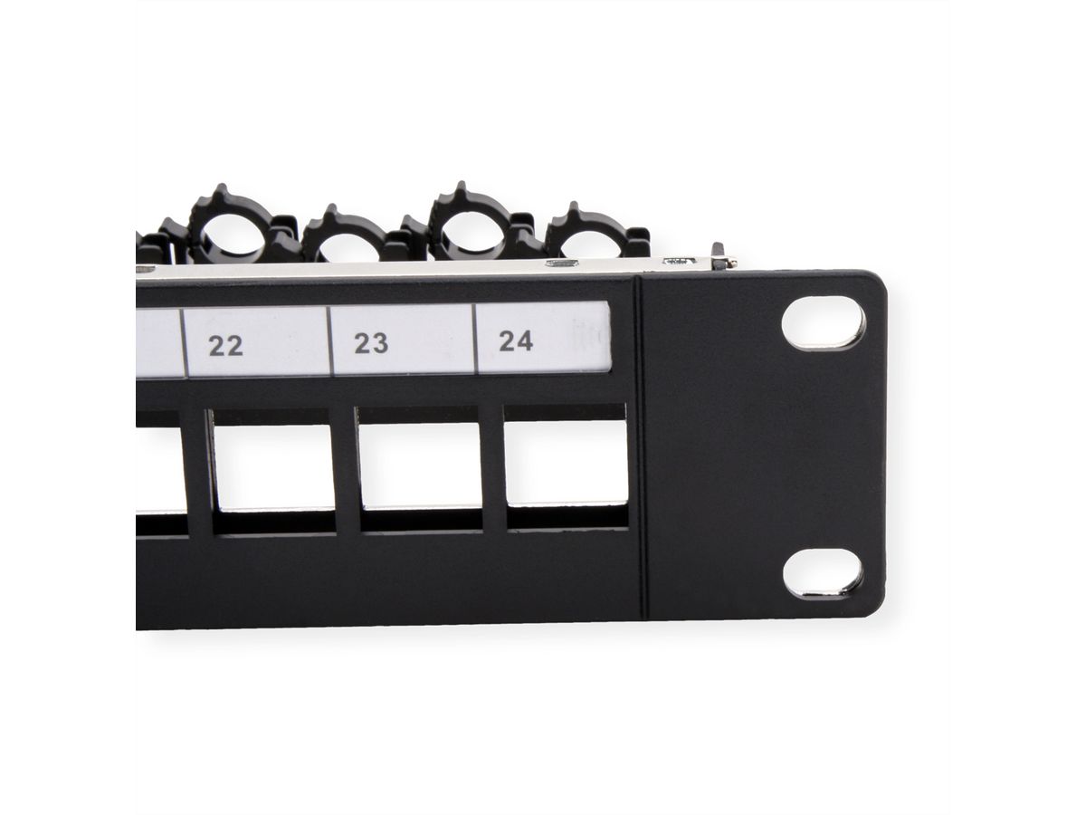 ROLINE 19" keystone module rack, leeg, 24P. afgeschermd , Clip bevestiging, zwart