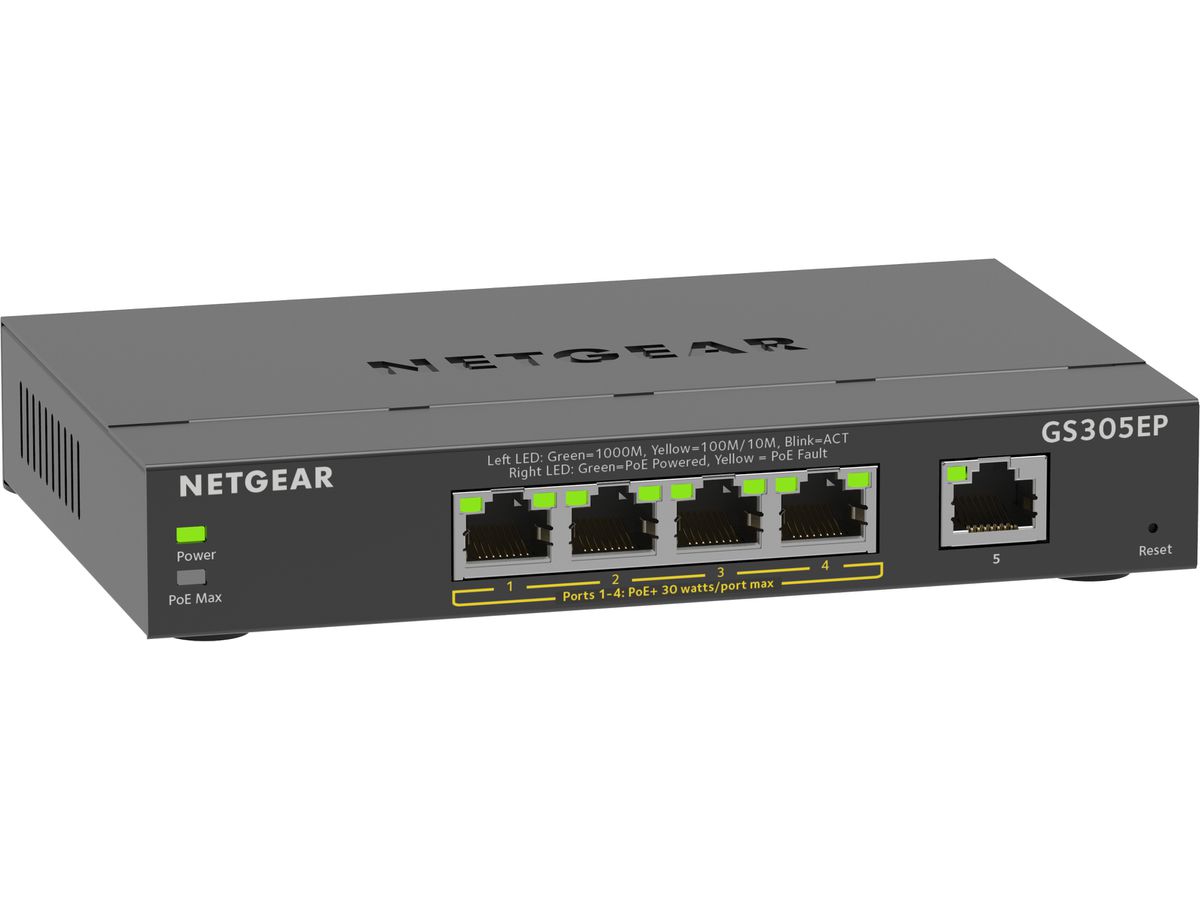 NETGEAR 5-Port Gigabit Ethernet PoE+ Plus Switch (GS305EP)