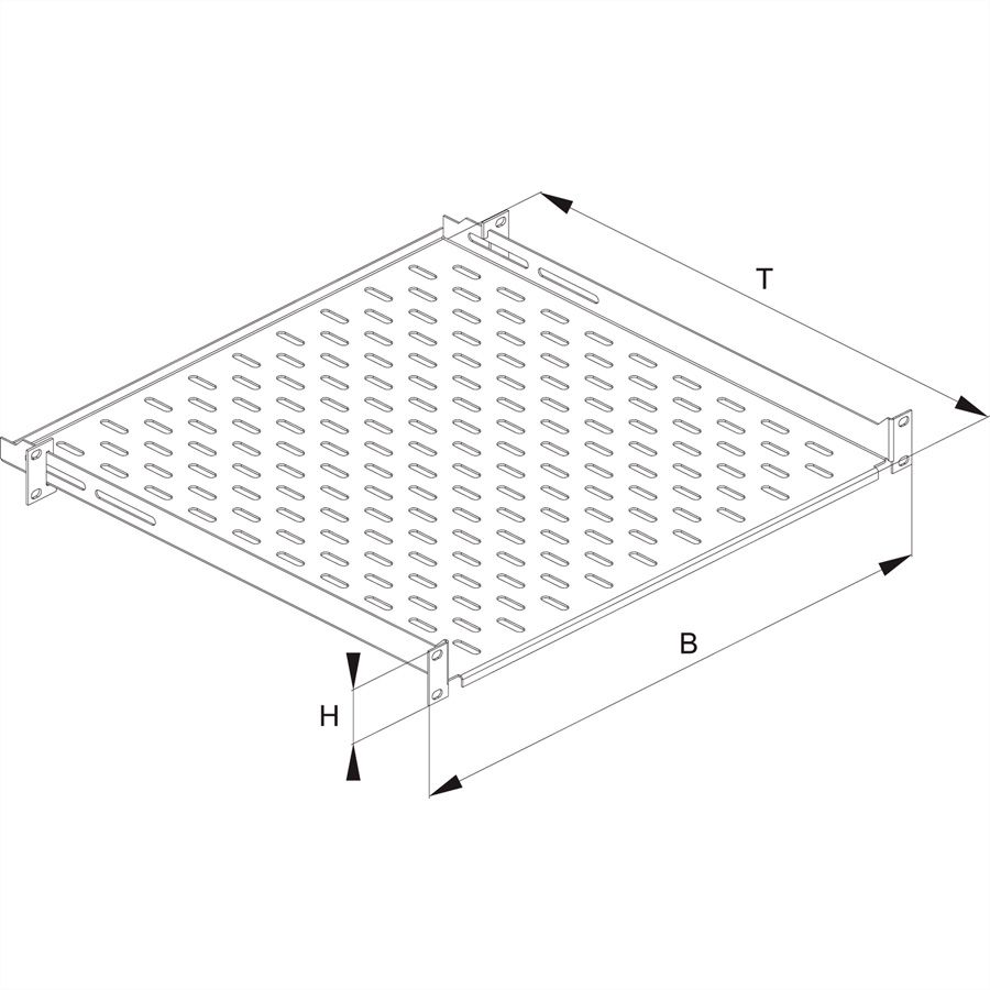 CONTEG 19"-Geräteträger schwarz 1 HE, 435 x 550 mm, max. 15kg