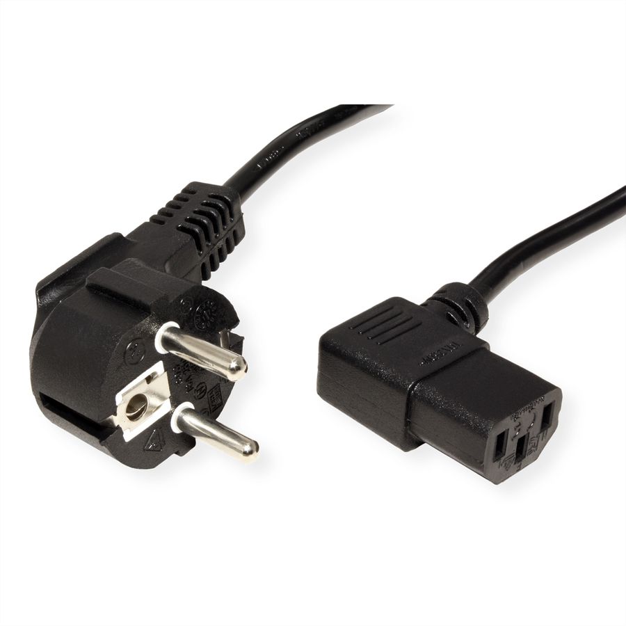 STANDARD Power Cable, angled IEC Connector, black, 1.8 m