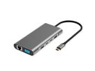 VALUE Dockingstation Type C, 1x HDMI 4K60, 1x HDMI 4K30, 1x DP 4K60, 1x VGA 1080P, 1x Gigabit Ethernet, 2x USB 3.2 Gen1 (C), 1x USB 3.2 Gen1 (A), 1x USB 2.0 (A), 1x Type C PD (Power Delivery)