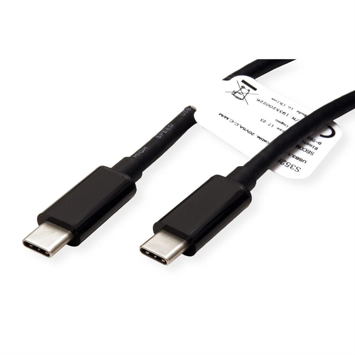 STANDAARD USB 3.2 Gen 2-kabel, Emark, C-C, M/M, 10Gbit/s, 100W, zwart, 0,5 m