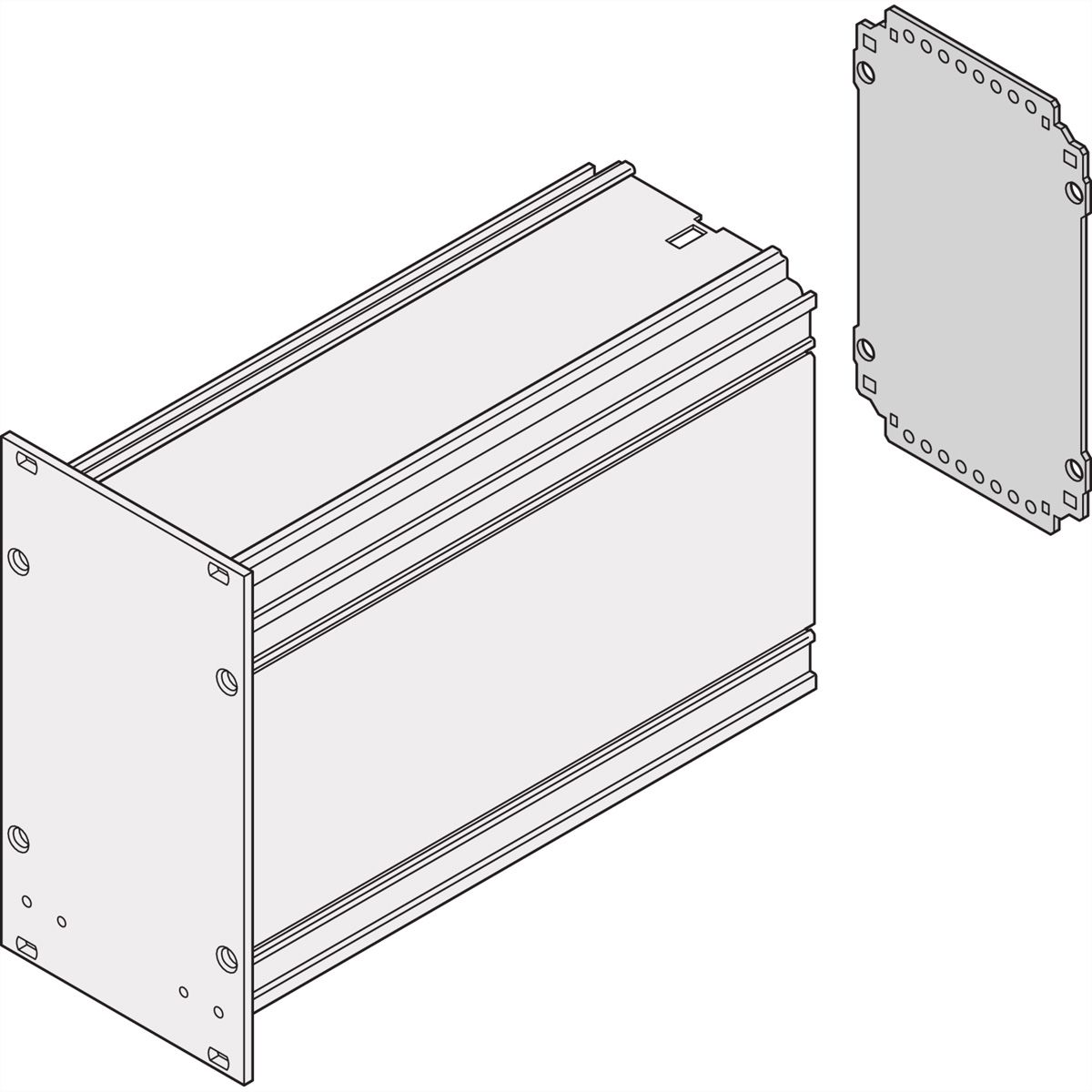 SCHROFF montageframe insteekmodule achteraan, glad, 6 HE, 28 HE