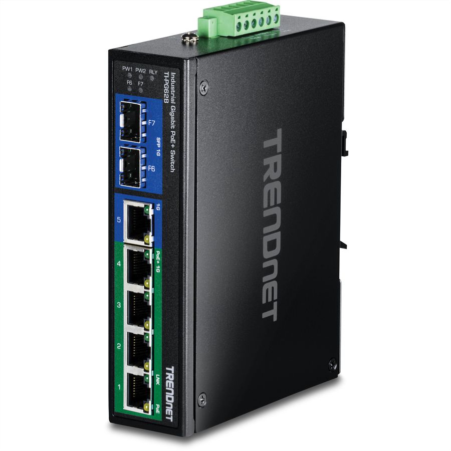 TRENDnet TI-PG62B 7-poorts Industriële Gigabit Switch PoE+ 2SFP