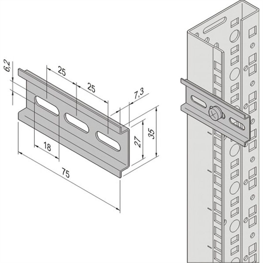 SCHROFF DIN-rail voor thermostaat met geïntegreerde temperatuursensor