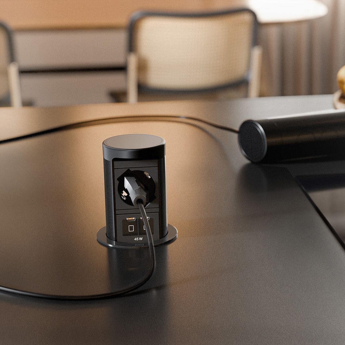 BACHMANN ELEVATOR2 1xP40, 1xUSB C/C 45W RAL9005 0.5m ISV