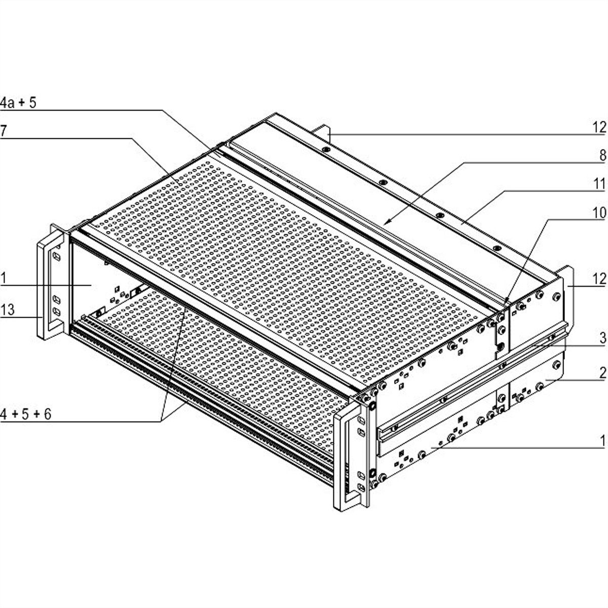 SCHROFF EuropacPRO 19" moduledrager voor rail, afgeschermd, SNCF, 3 HE, 36 PK, 320 mm