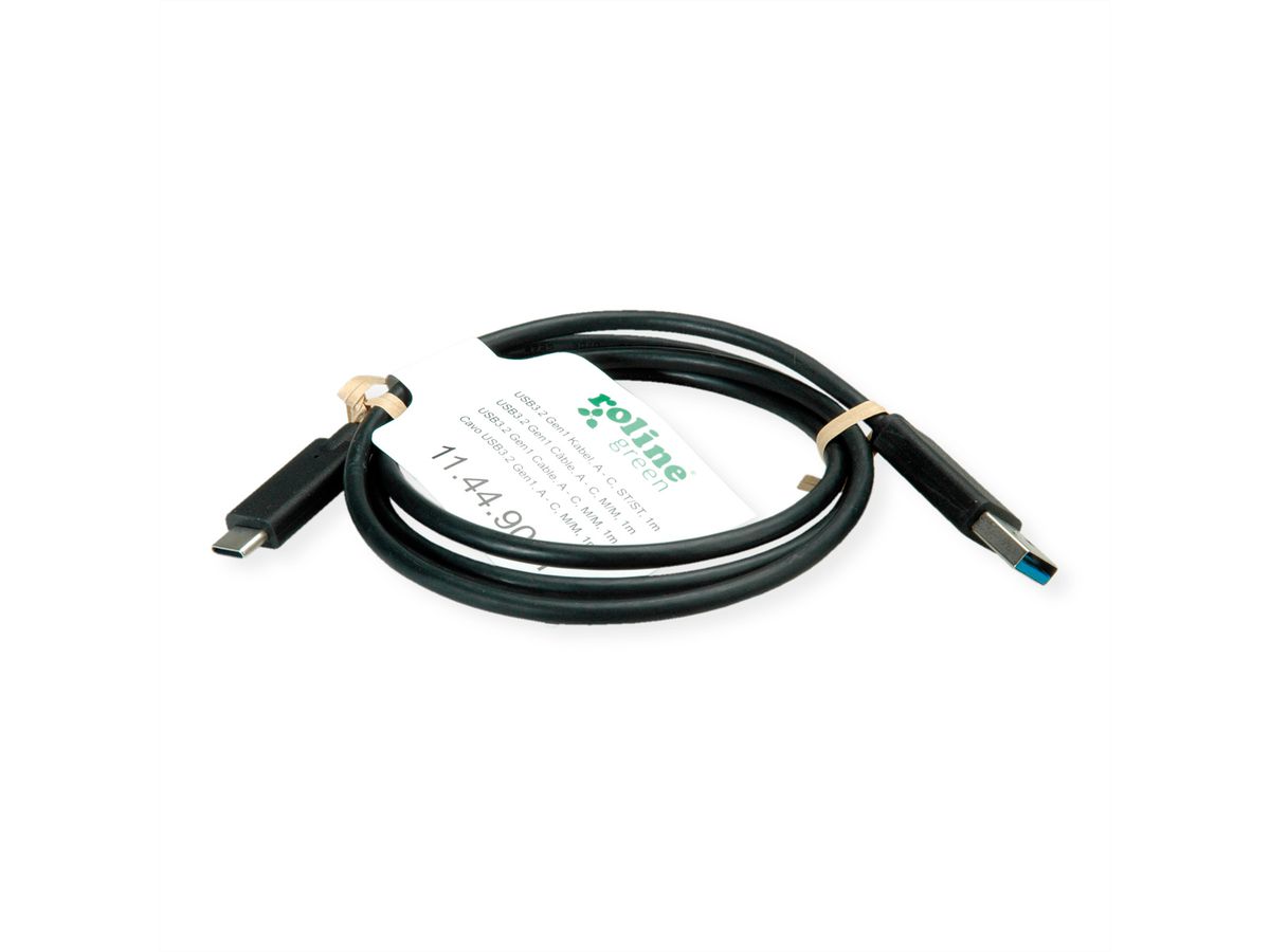 ROLINE GREEN USB 3.2 Gen 1 kabel, A-C, M/M, zwart, 0,5 m