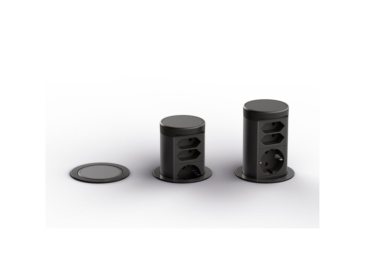 BACHMANN ELEVATOR2 1xCEE7/3 2xEuro, RAL9005 0,5m ISV