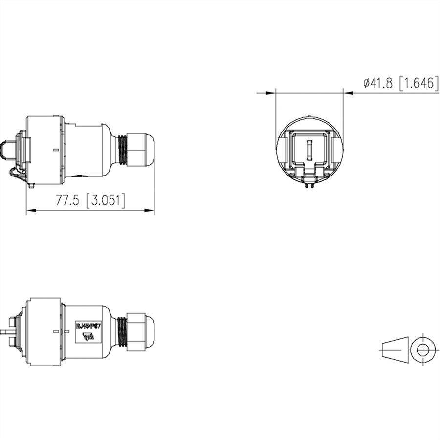 METZ CONNECT E-DAT Industrie IP67 V6 Kabelkoppeling, 1 poort Cat.6A - C6Amodule