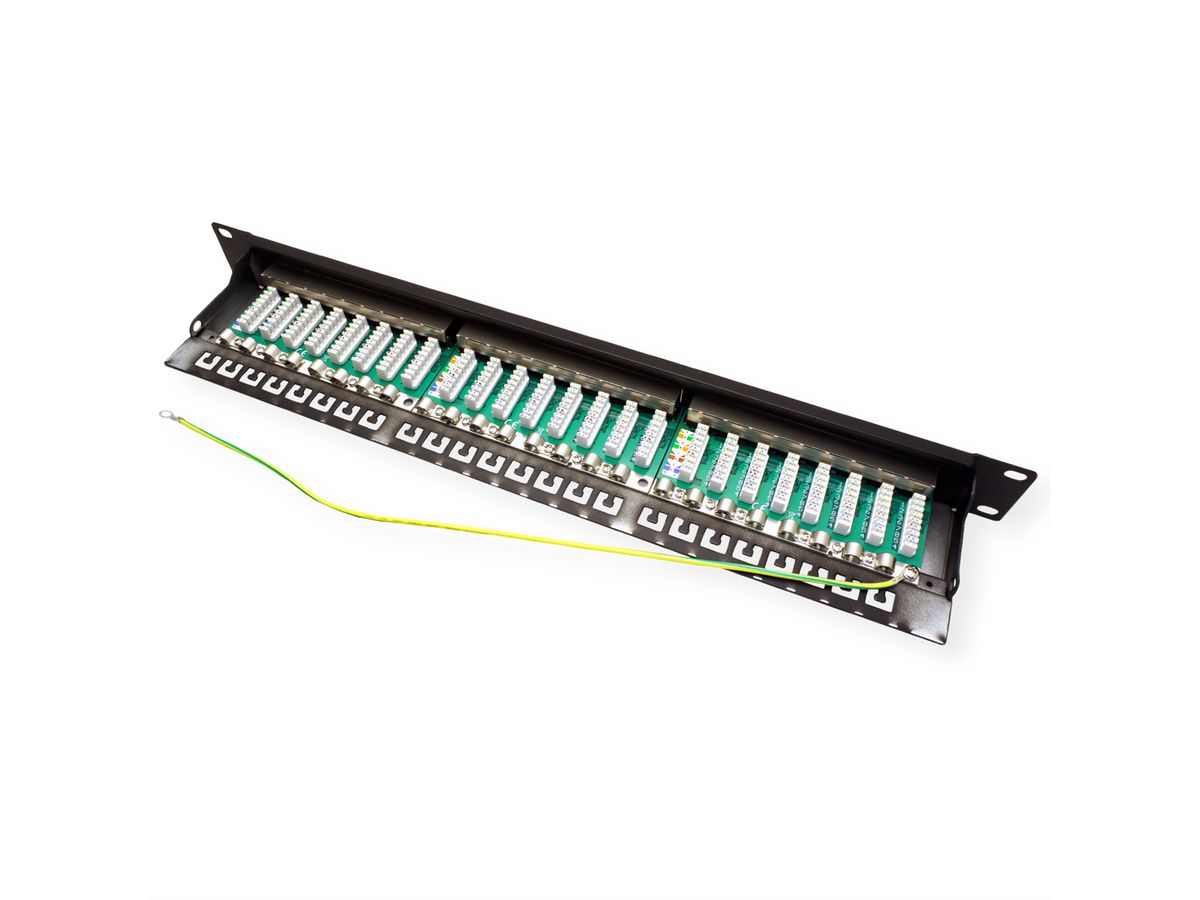 VALUE Cat.6A (Klasse EA) 19" patchpaneel, 24 P, afgeschermd, zwart