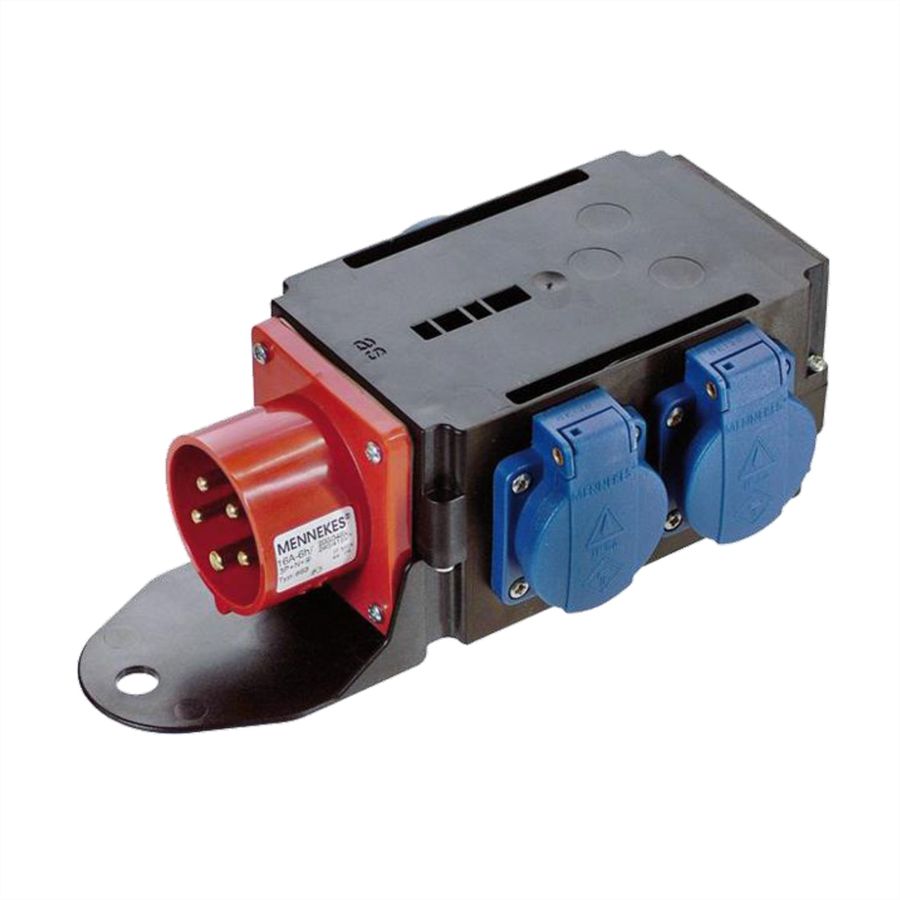 BACHMANN CEE adapter 16A 400V, 3xprotective contact IP44