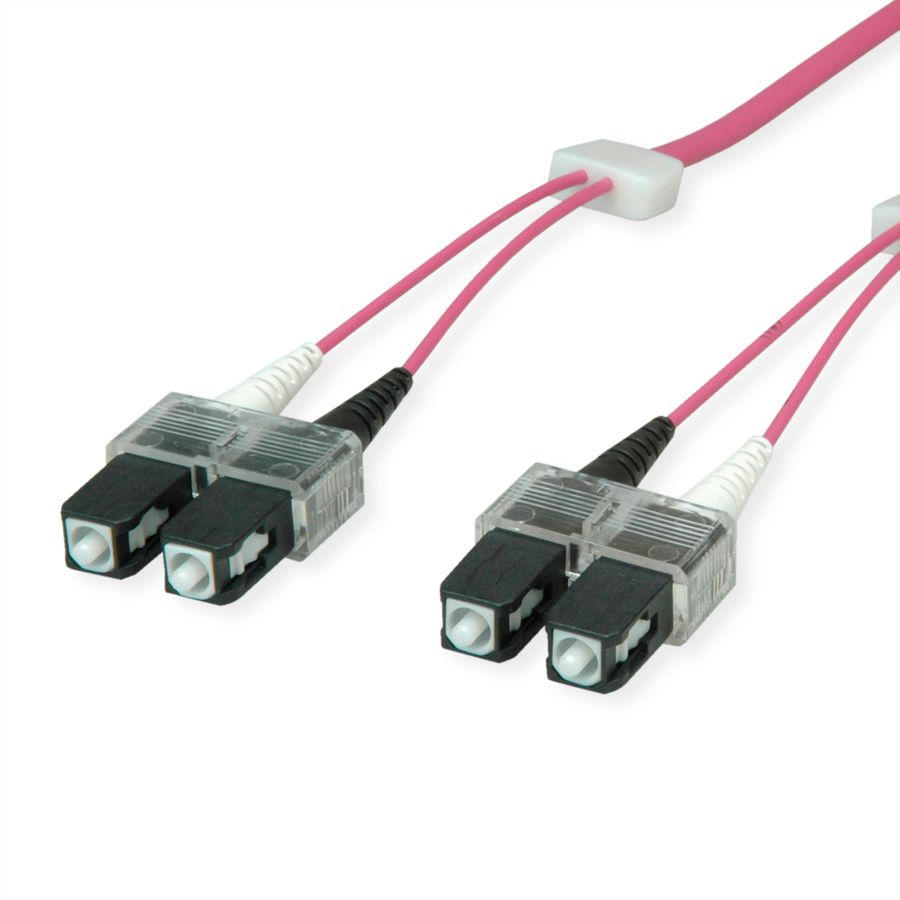 EasyLan Patch cables LED-Duplex 50/125µm OM4, SC/SC, violet, 1 m