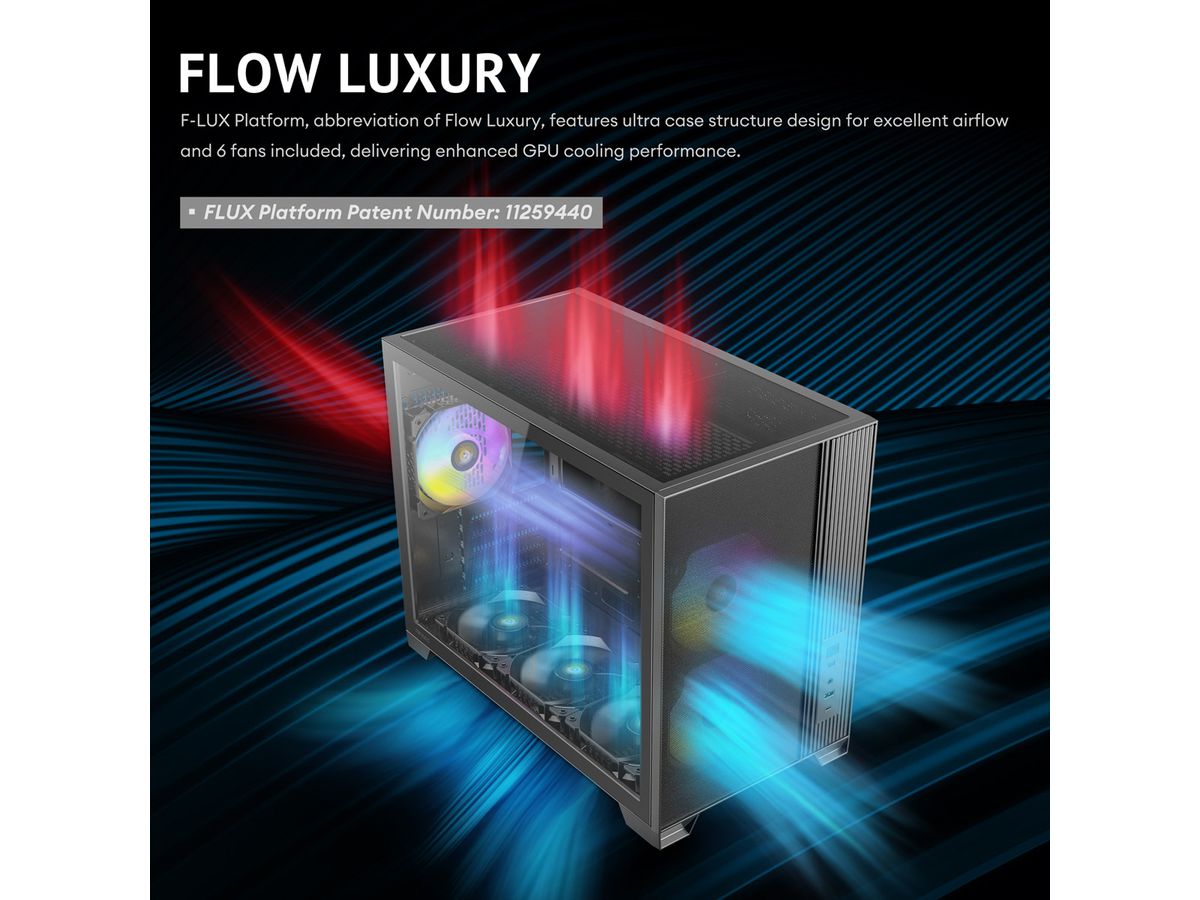 ANTEC FLUX M ATX/Micro-ATX/ITX Midi Tower PC case, black